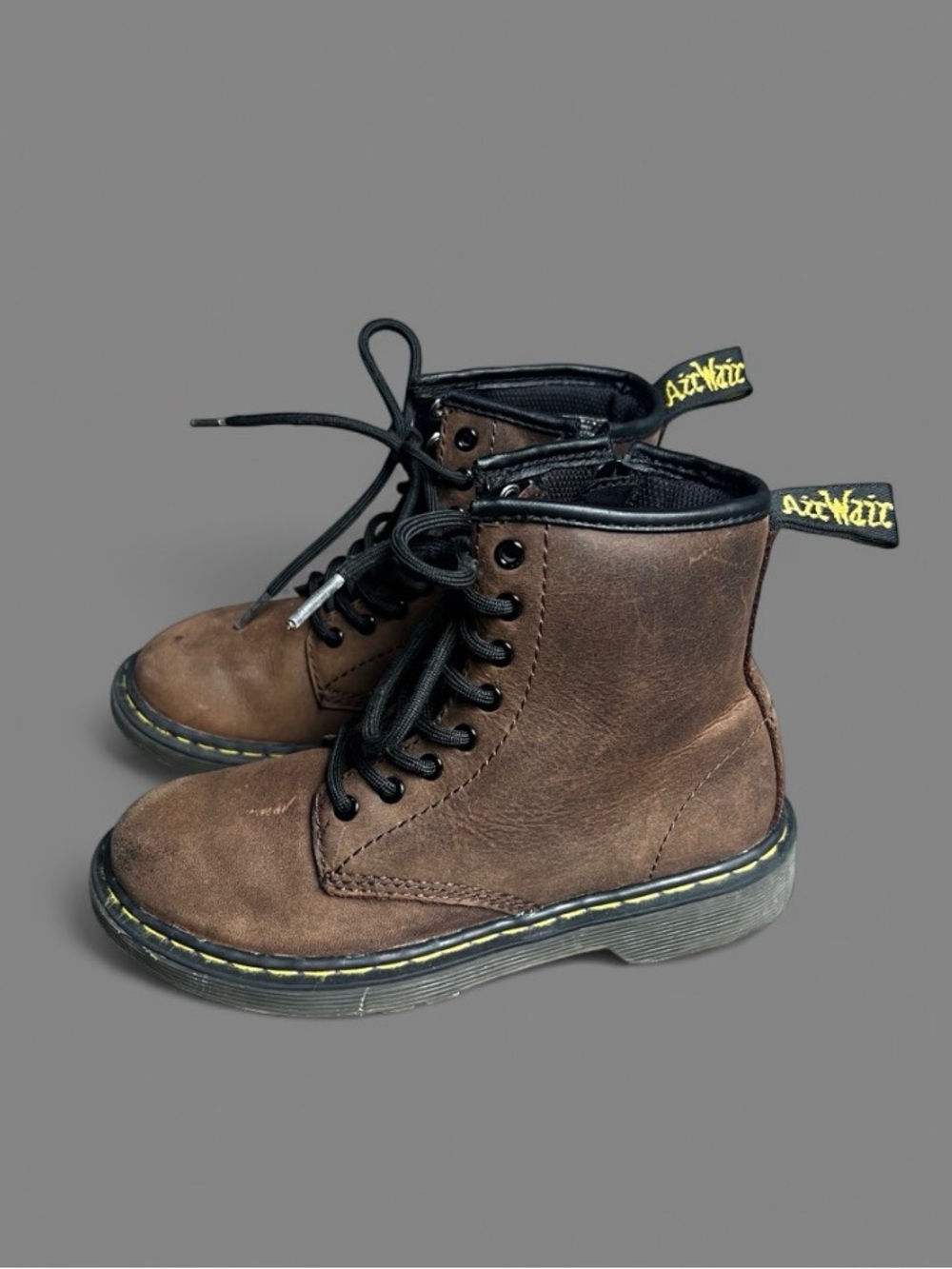 Dr Martens Little Kids Size 1 Brown Leather 8 Eye Ankle Boots AW004 Grunge Boho